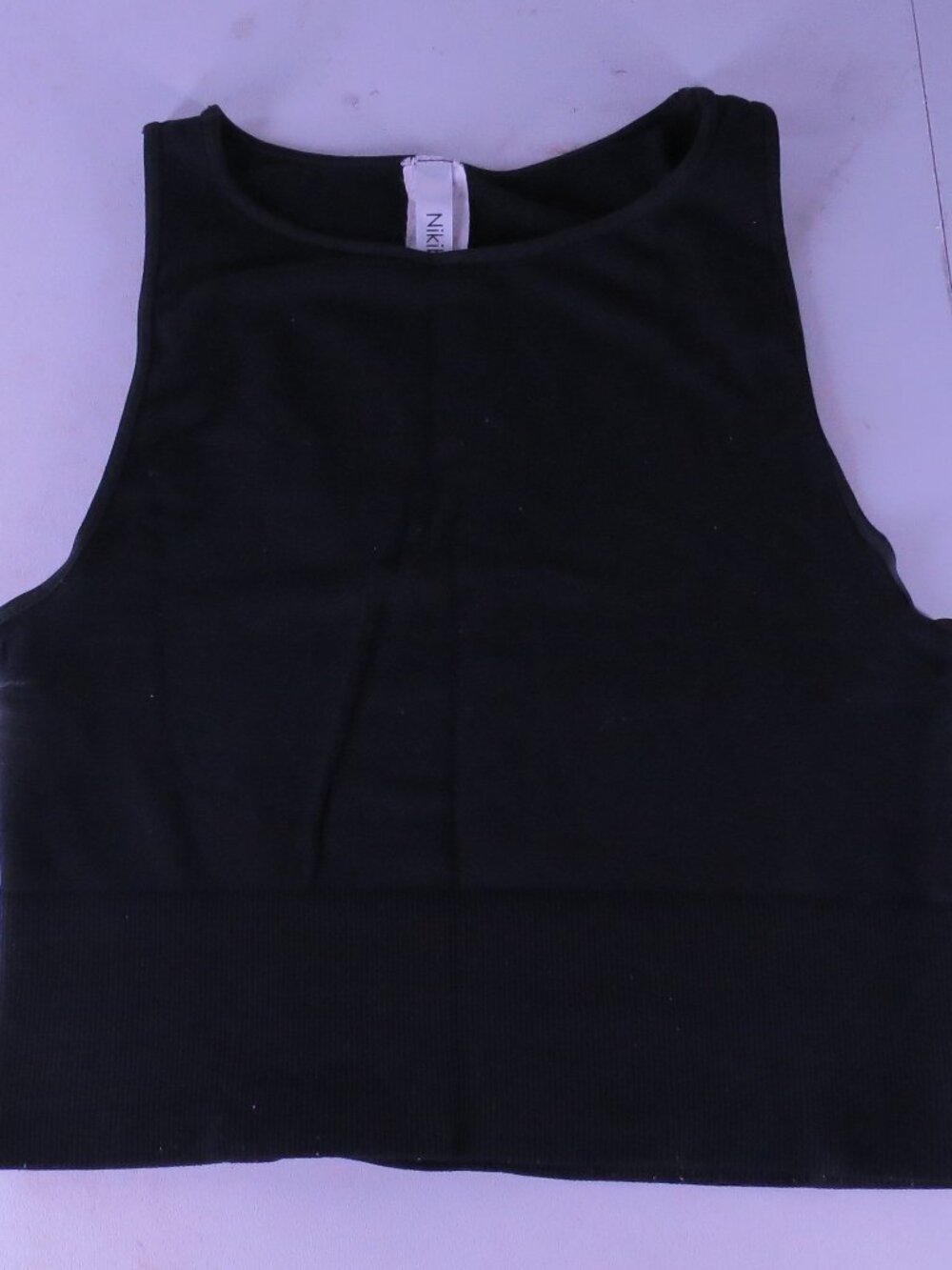 Nikibiki Black Seamless Cropped Tank Top | Ribbed Hem | One Size